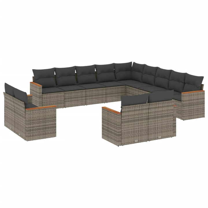 sofasæt til haven 13 dele med hynder polyrattan grå