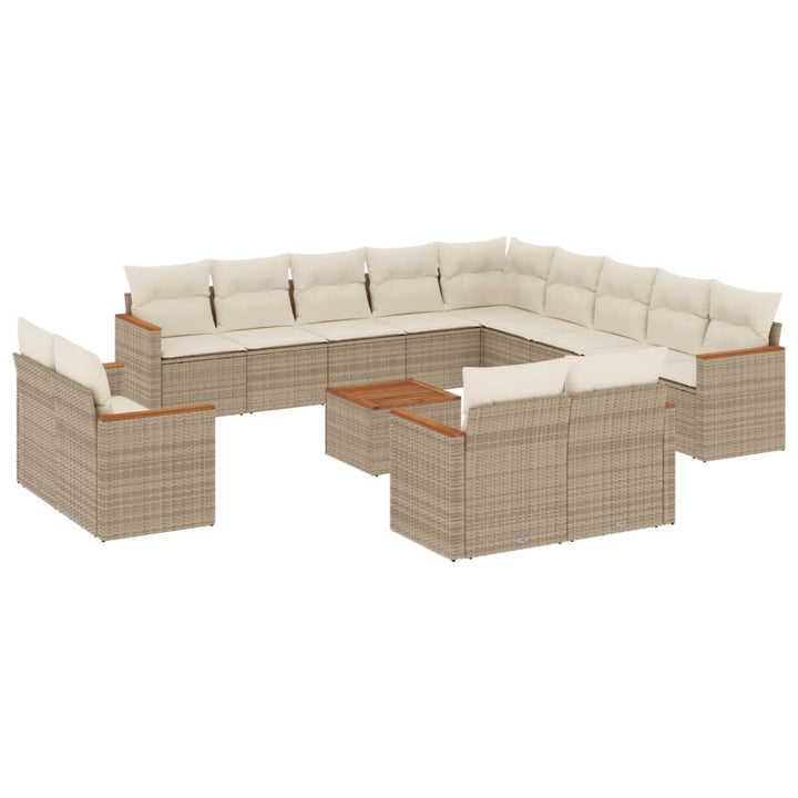 sofasæt til haven 14 dele med hynder polyrattan beige