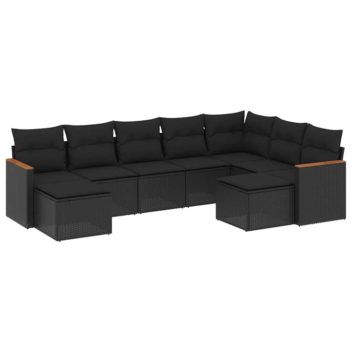 sofasæt til haven 9 dele med hynder polyrattan sort