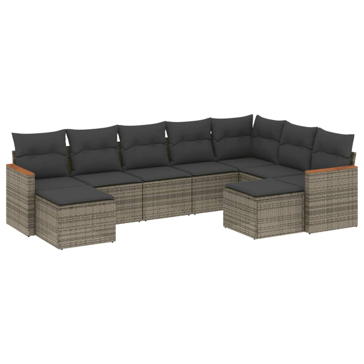 sofasæt til haven 9 dele med hynder polyrattan grå