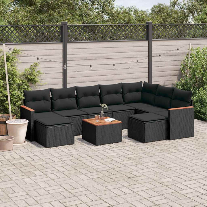 sofasæt til haven 10 dele med hynder polyrattan sort