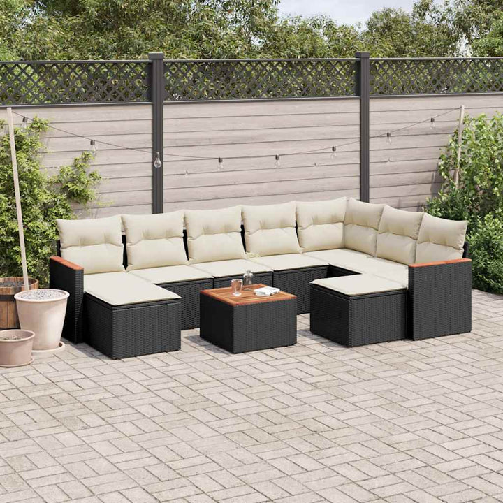 sofasæt til haven 10 dele med hynder polyrattan sort
