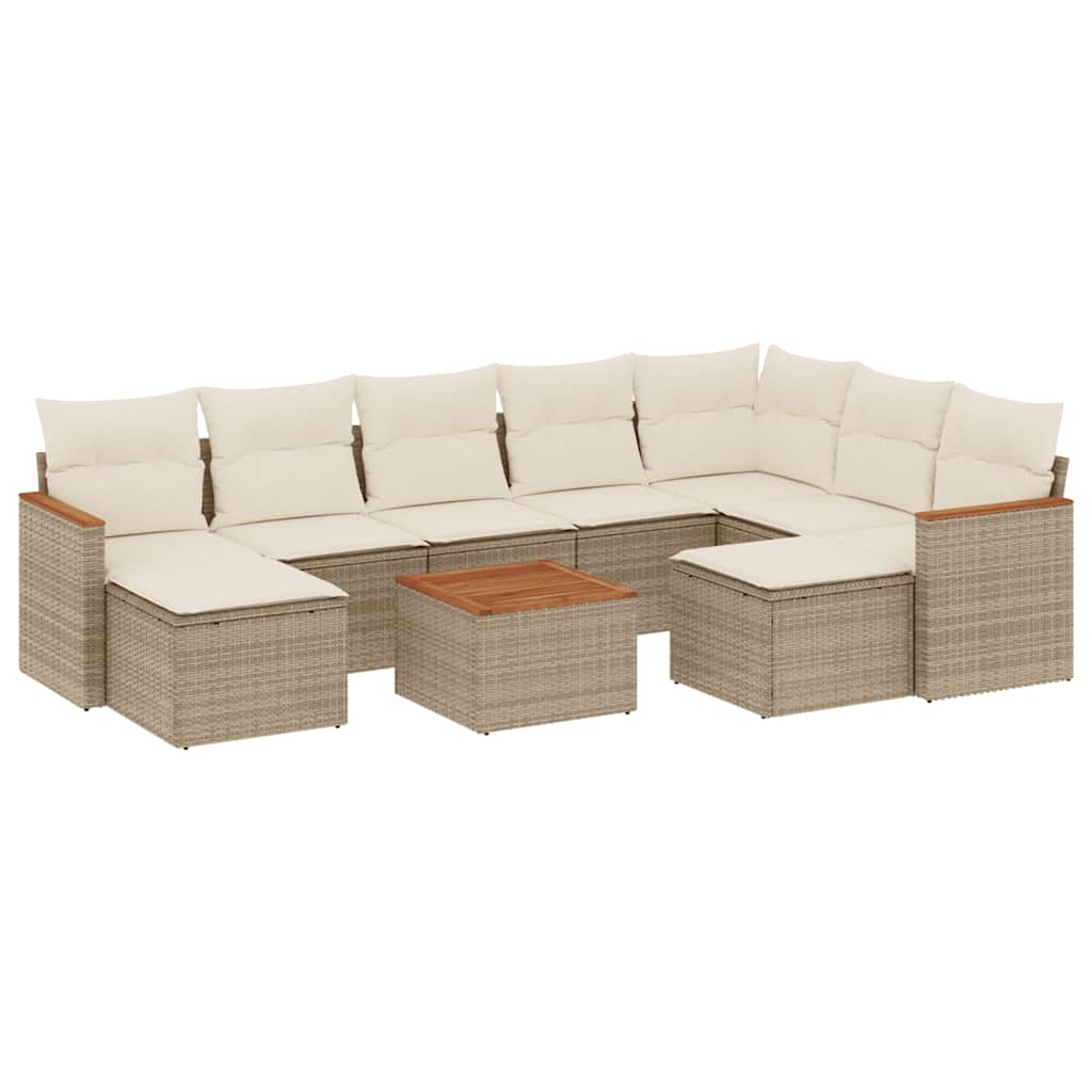 sofasæt til haven 10 dele med hynder polyrattan beige
