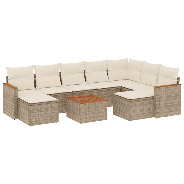 sofasæt til haven 10 dele med hynder polyrattan beige