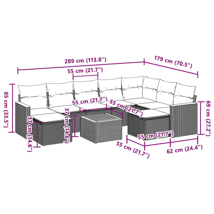 sofasæt til haven 10 dele med hynder polyrattan beige