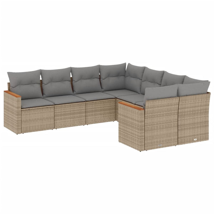 sofasæt til haven 8 dele med hynder polyrattan beige