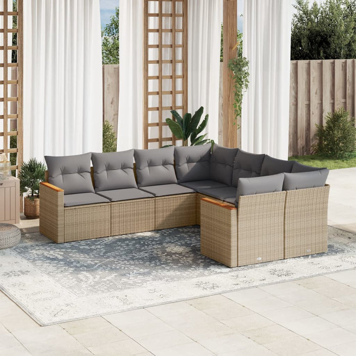 sofasæt til haven 8 dele med hynder polyrattan beige