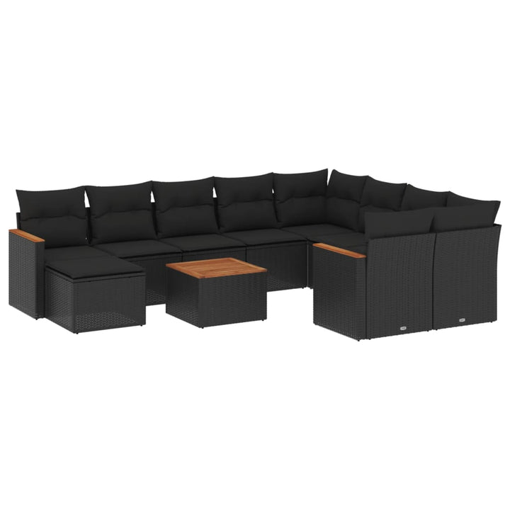 sofasæt til haven 11 dele med hynder polyrattan sort