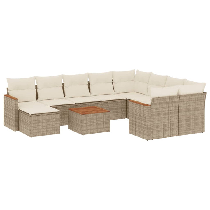 sofasæt til haven 11 dele med hynder polyrattan beige
