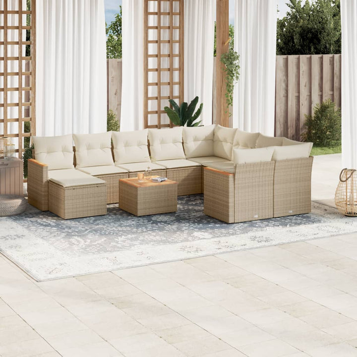 sofasæt til haven 11 dele med hynder polyrattan beige