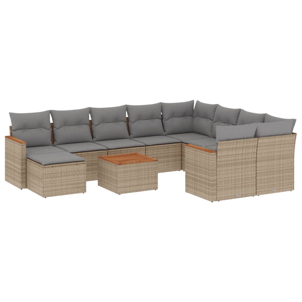 sofasæt til haven 11 dele med hynder polyrattan beige