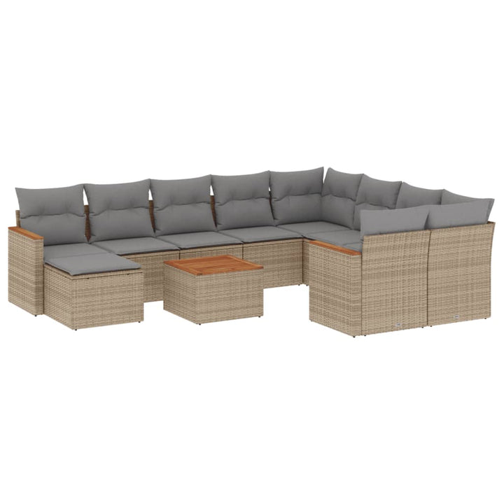 sofasæt til haven 11 dele med hynder polyrattan beige