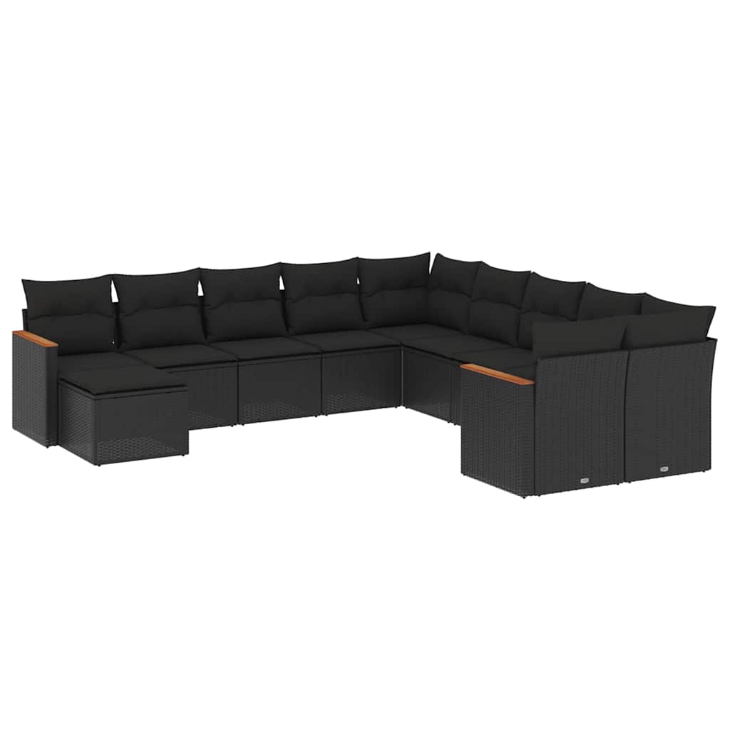sofasæt til haven 11 dele med hynder polyrattan sort