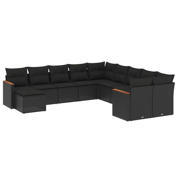 sofasæt til haven 11 dele med hynder polyrattan sort