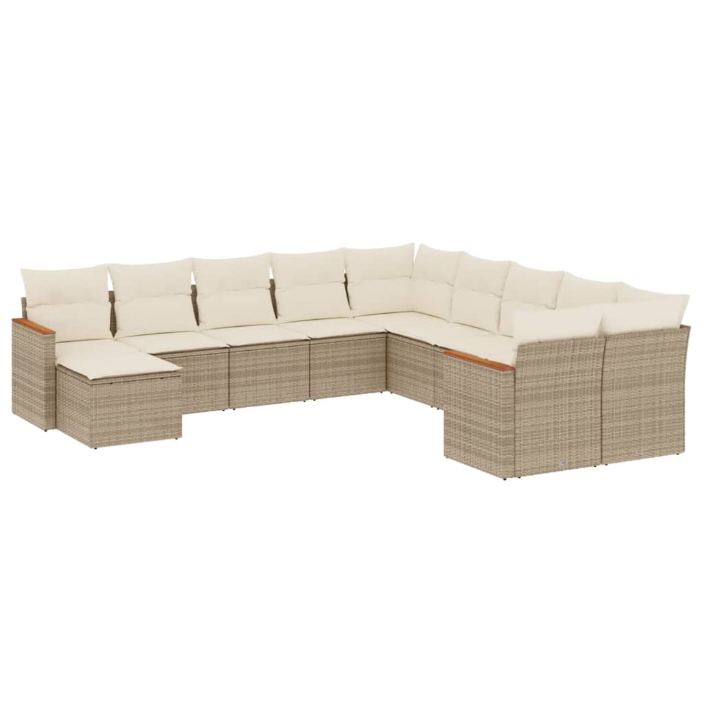 sofasæt til haven 11 dele med hynder polyrattan beige