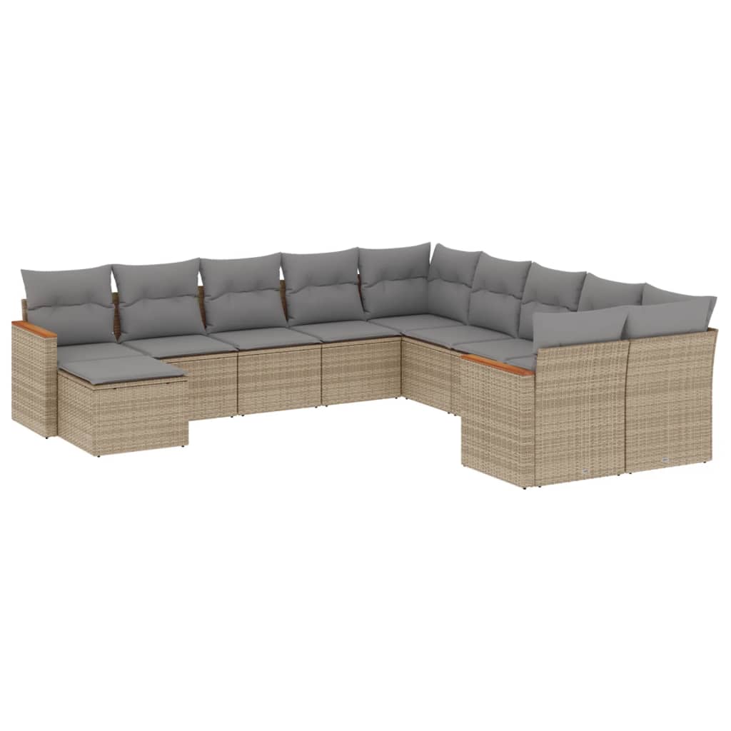 sofasæt til haven 11 dele med hynder polyrattan beige