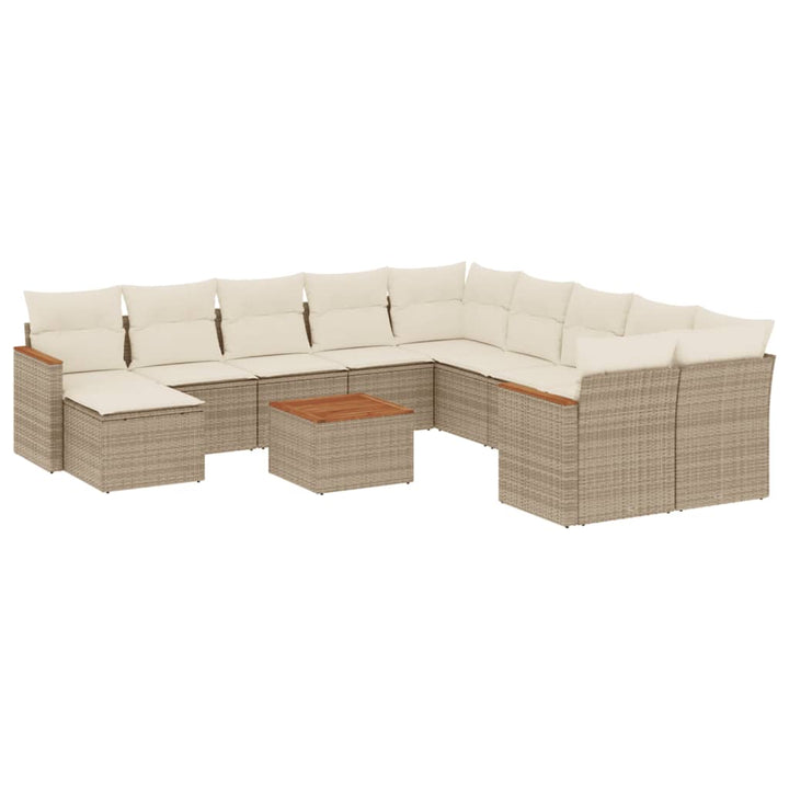 sofasæt til haven 12 dele med hynder polyrattan beige