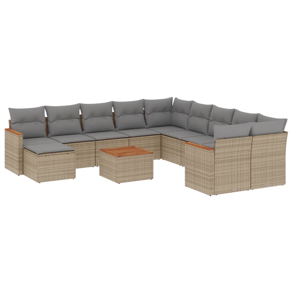 sofasæt til haven 12 dele med hynder polyrattan beige