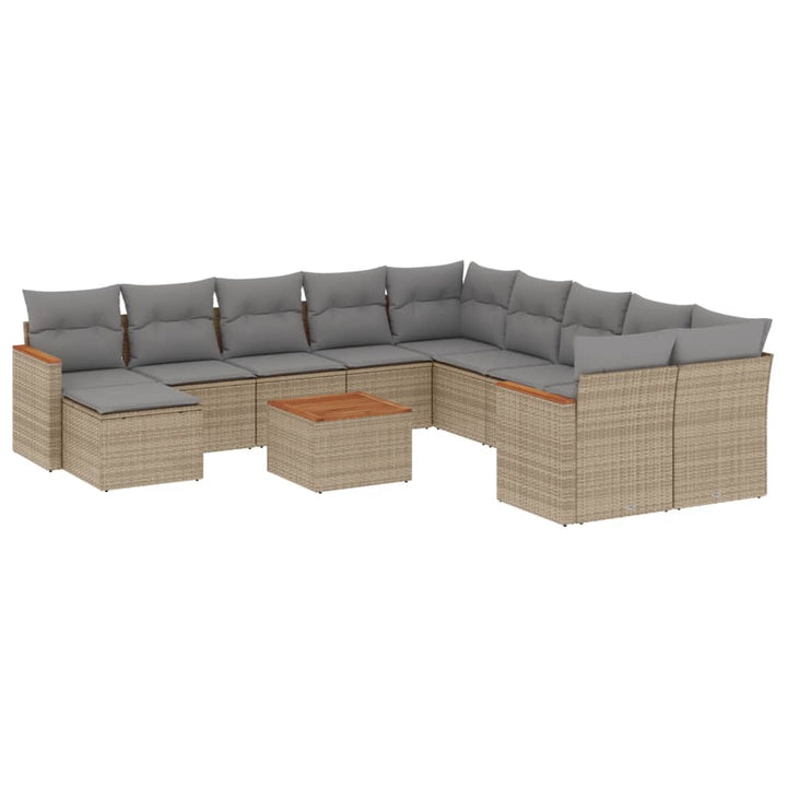 sofasæt til haven 12 dele med hynder polyrattan beige
