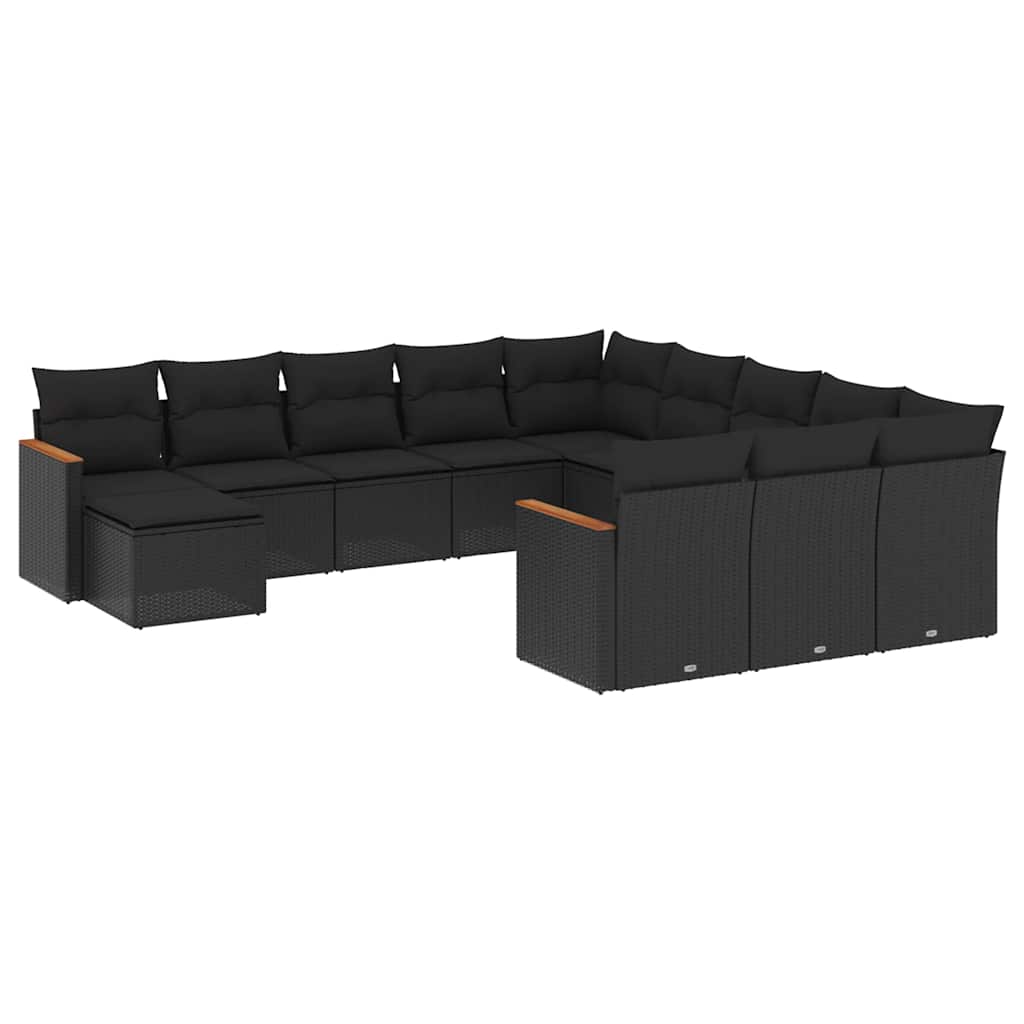 sofasæt til haven 12 dele med hynder polyrattan sort