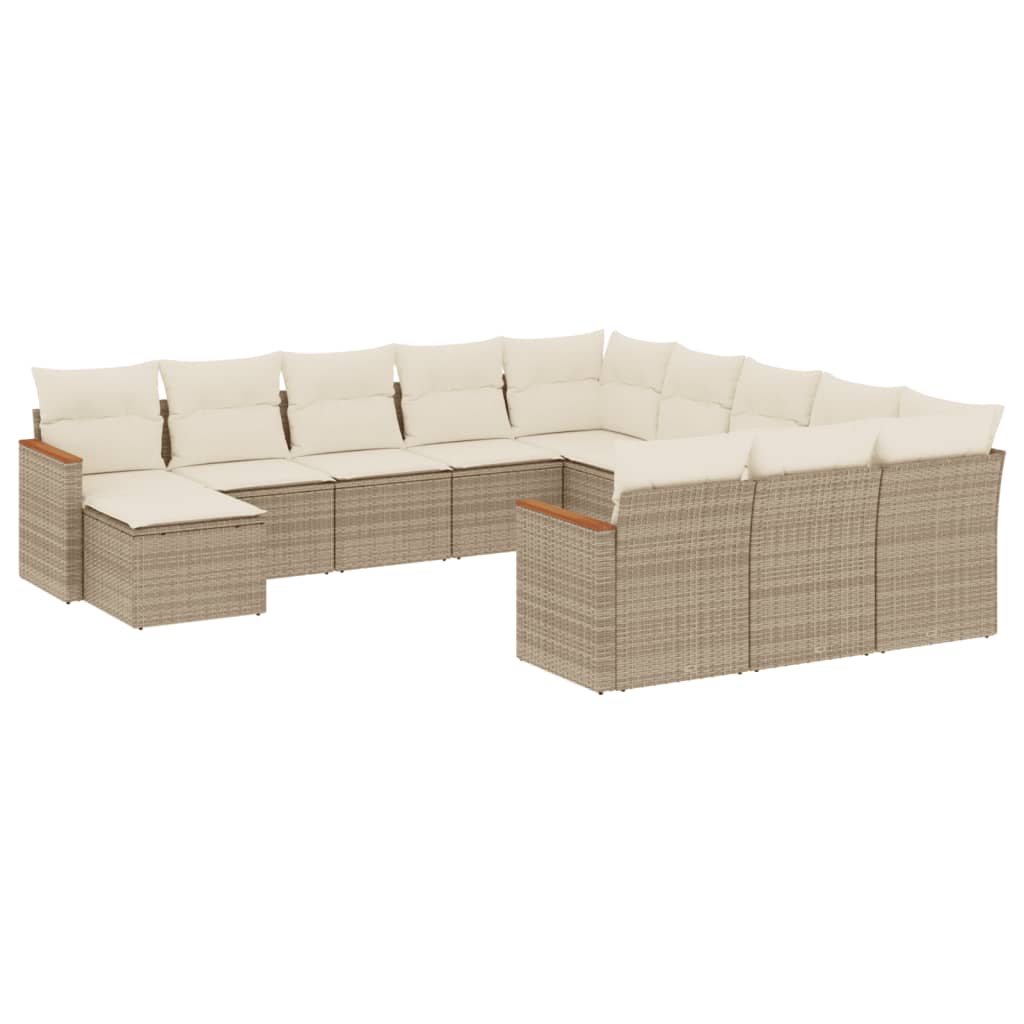 sofasæt til haven 12 dele med hynder polyrattan beige