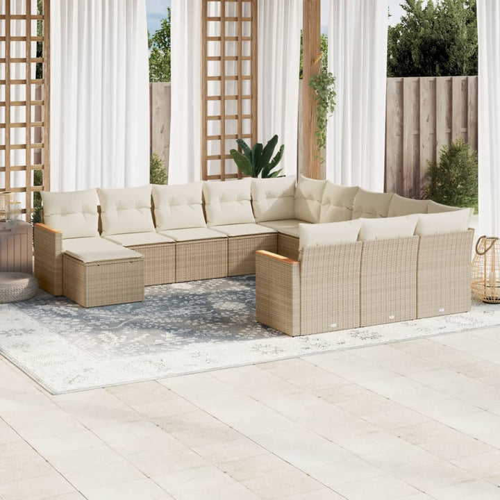 sofasæt til haven 12 dele med hynder polyrattan beige
