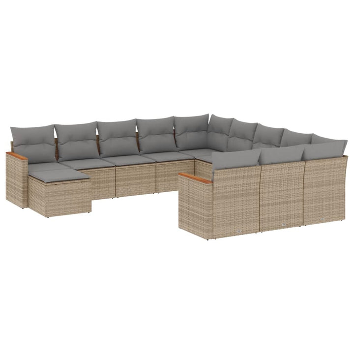 sofasæt til haven 12 dele med hynder polyrattan beige