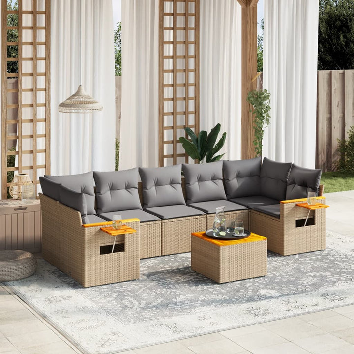 sofasæt til haven 8 dele med hynder polyrattan beige