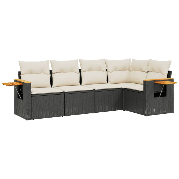 sofasæt til haven 5 dele med hynder polyrattan sort