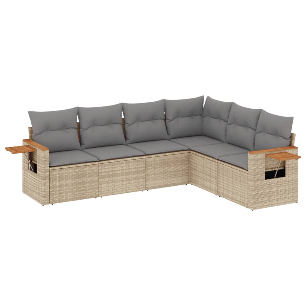 sofasæt til haven 6 dele med hynder polyrattan beige