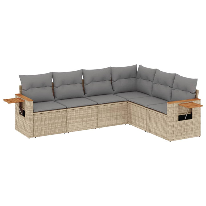 sofasæt til haven 6 dele med hynder polyrattan beige