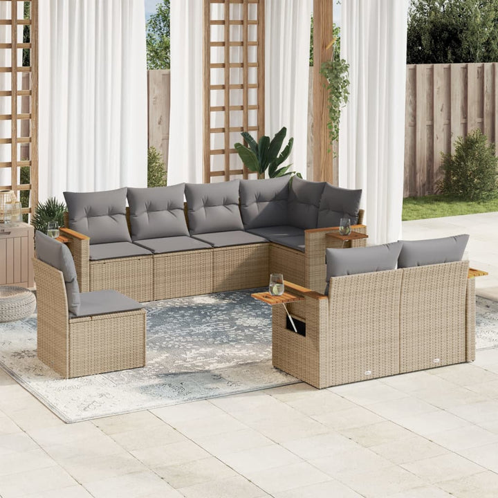 sofasæt til haven 8 dele med hynder polyrattan beige
