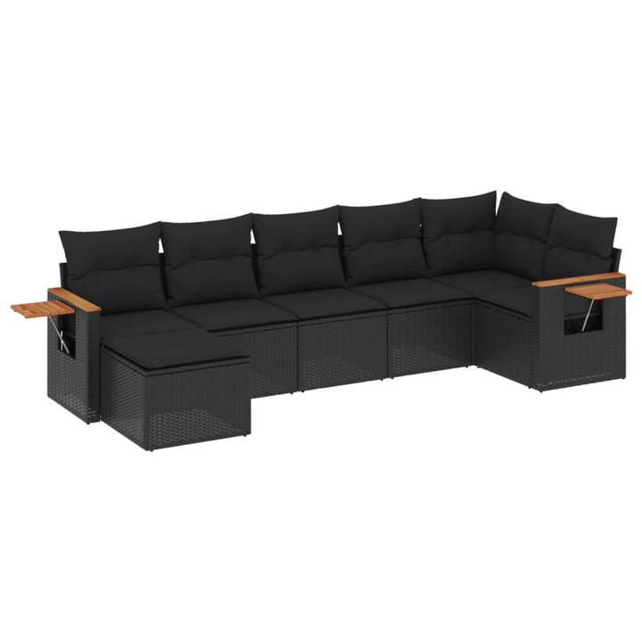sofasæt til haven 7 dele med hynder polyrattan sort