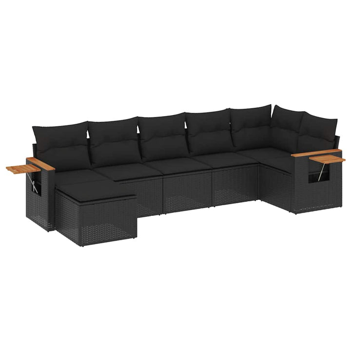 sofasæt til haven 7 dele med hynder polyrattan sort
