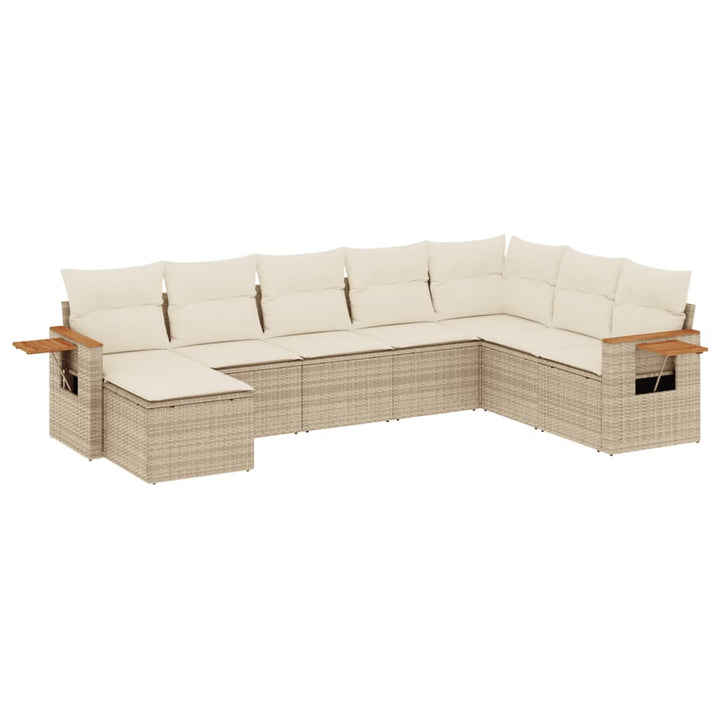 sofasæt til haven 8 dele med hynder polyrattan beige