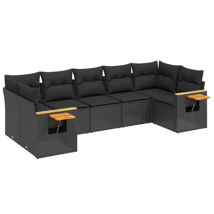 sofasæt til haven 7 dele med hynder polyrattan sort