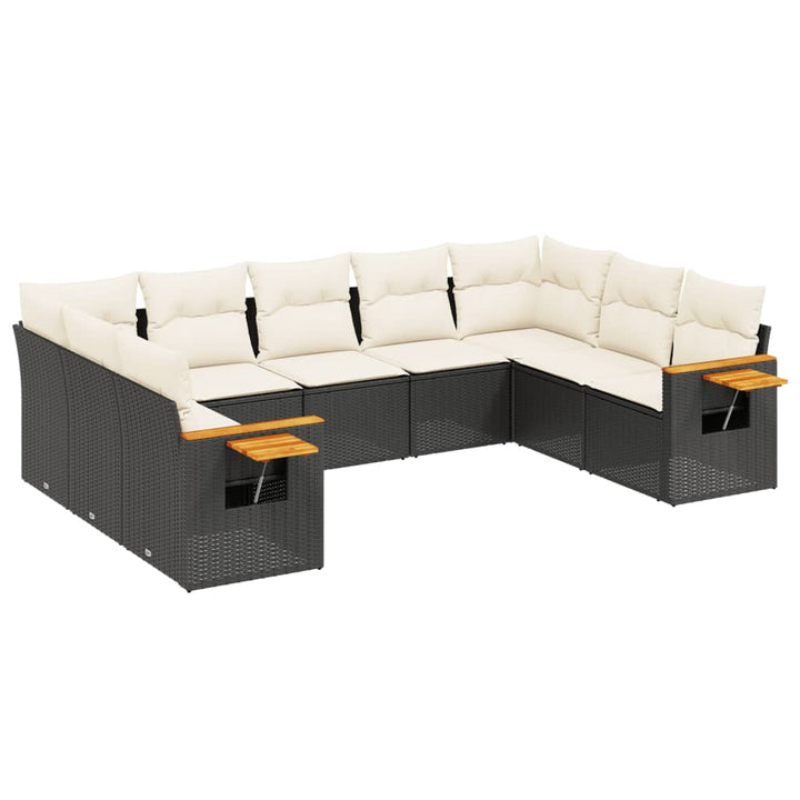 sofasæt til haven 9 dele med hynder polyrattan sort
