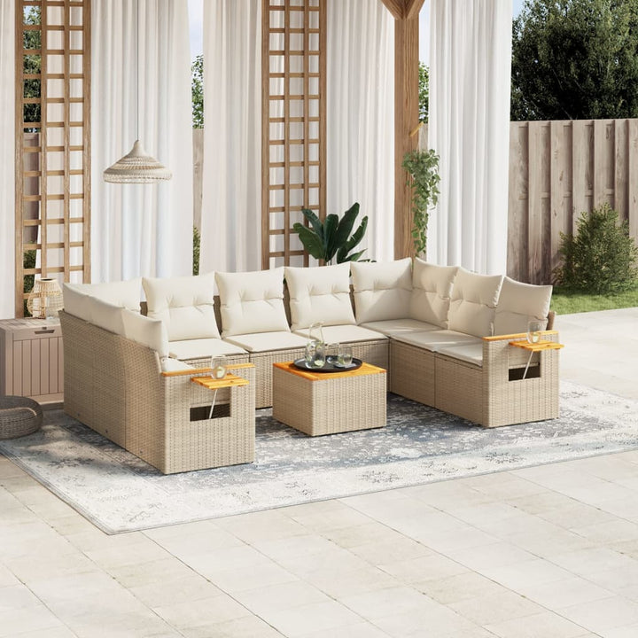 sofasæt til haven 10 dele med hynder polyrattan beige