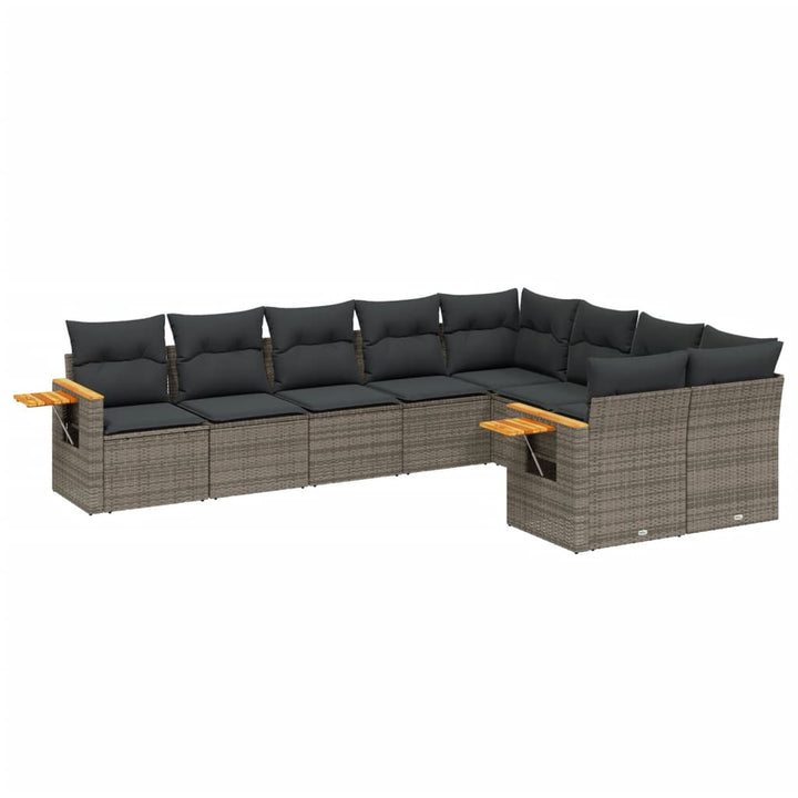 sofasæt til haven 9 dele med hynder polyrattan grå