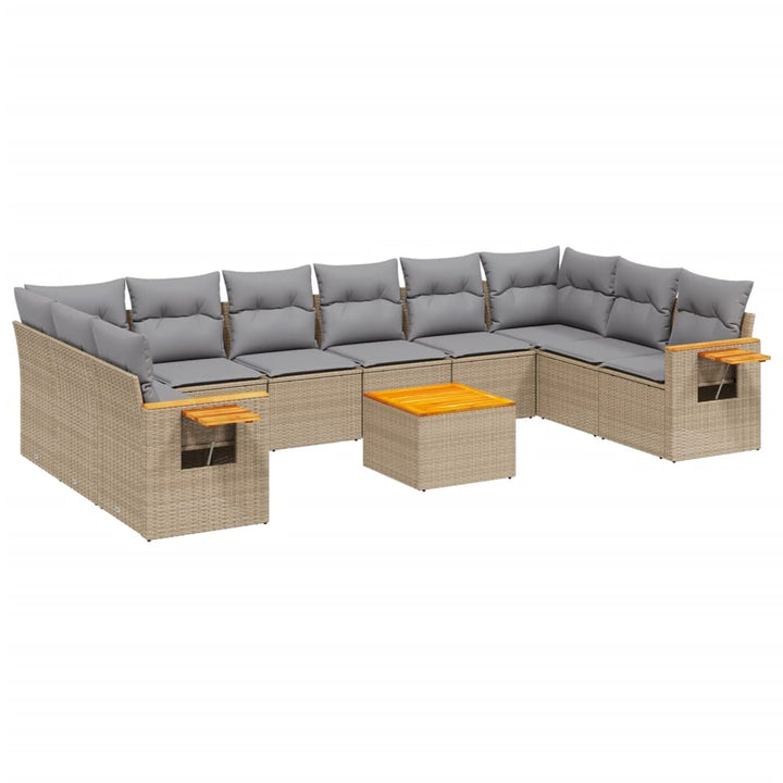 sofasæt til haven 11 dele med hynder polyrattan beige