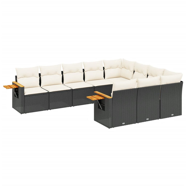 sofasæt til haven 10 dele med hynder polyrattan sort
