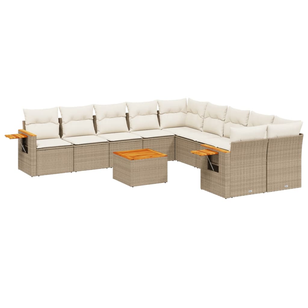 sofasæt til haven 11 dele med hynder polyrattan beige