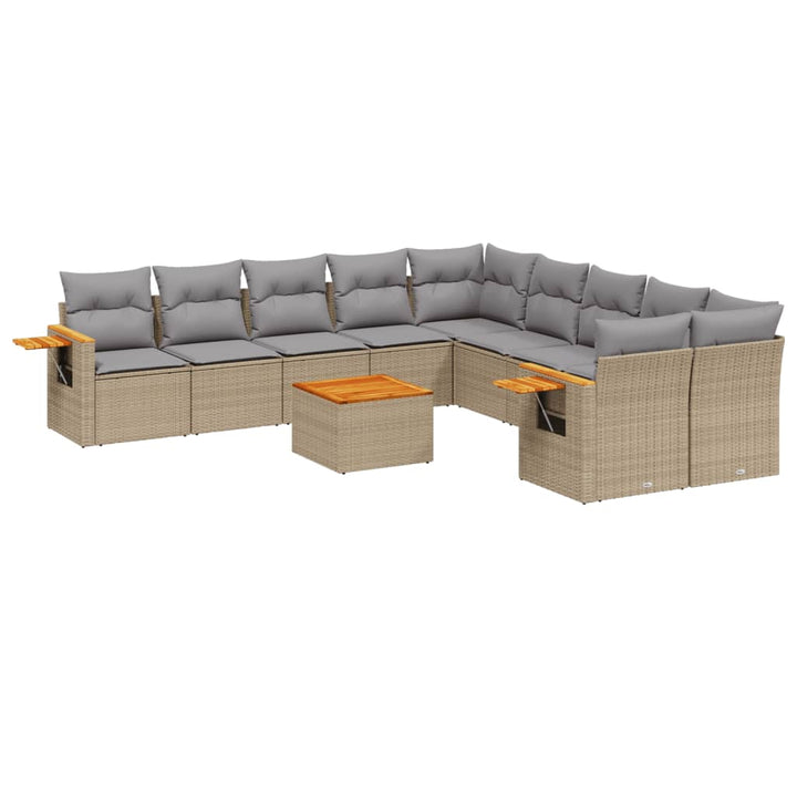 sofasæt til haven 11 dele med hynder polyrattan beige