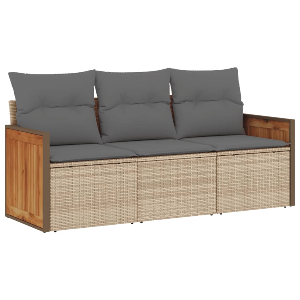sofasæt til haven 3 dele med hynder polyrattan beige