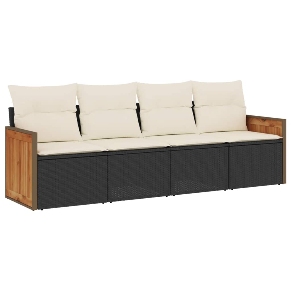 sofasæt til haven 4 dele med hynder polyrattan sort