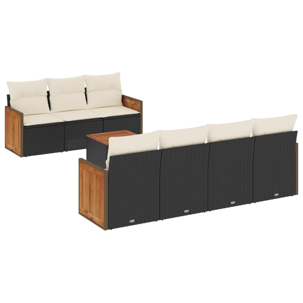sofasæt til haven 8 dele med hynder polyrattan sort