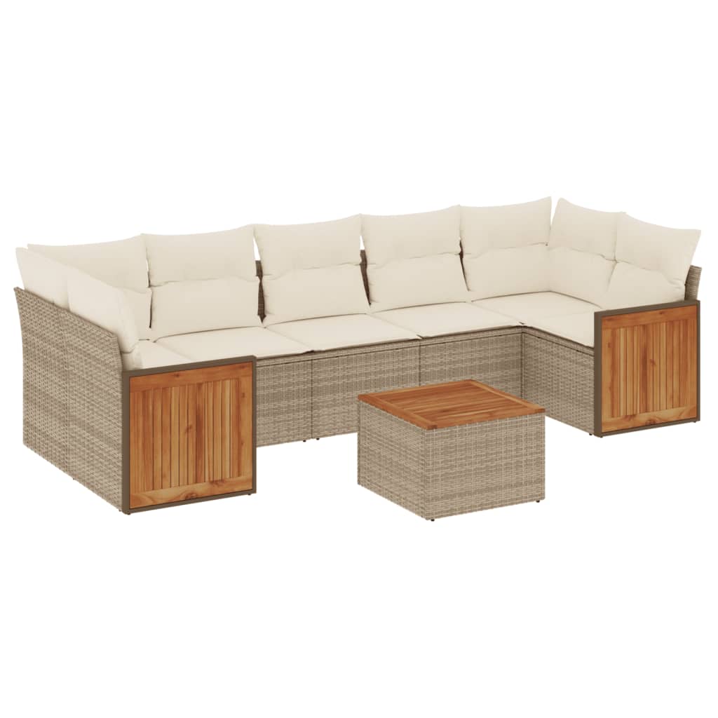 sofasæt til haven 8 dele med hynder polyrattan beige