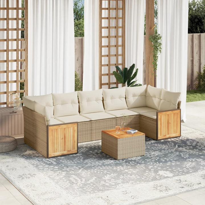 sofasæt til haven 8 dele med hynder polyrattan beige