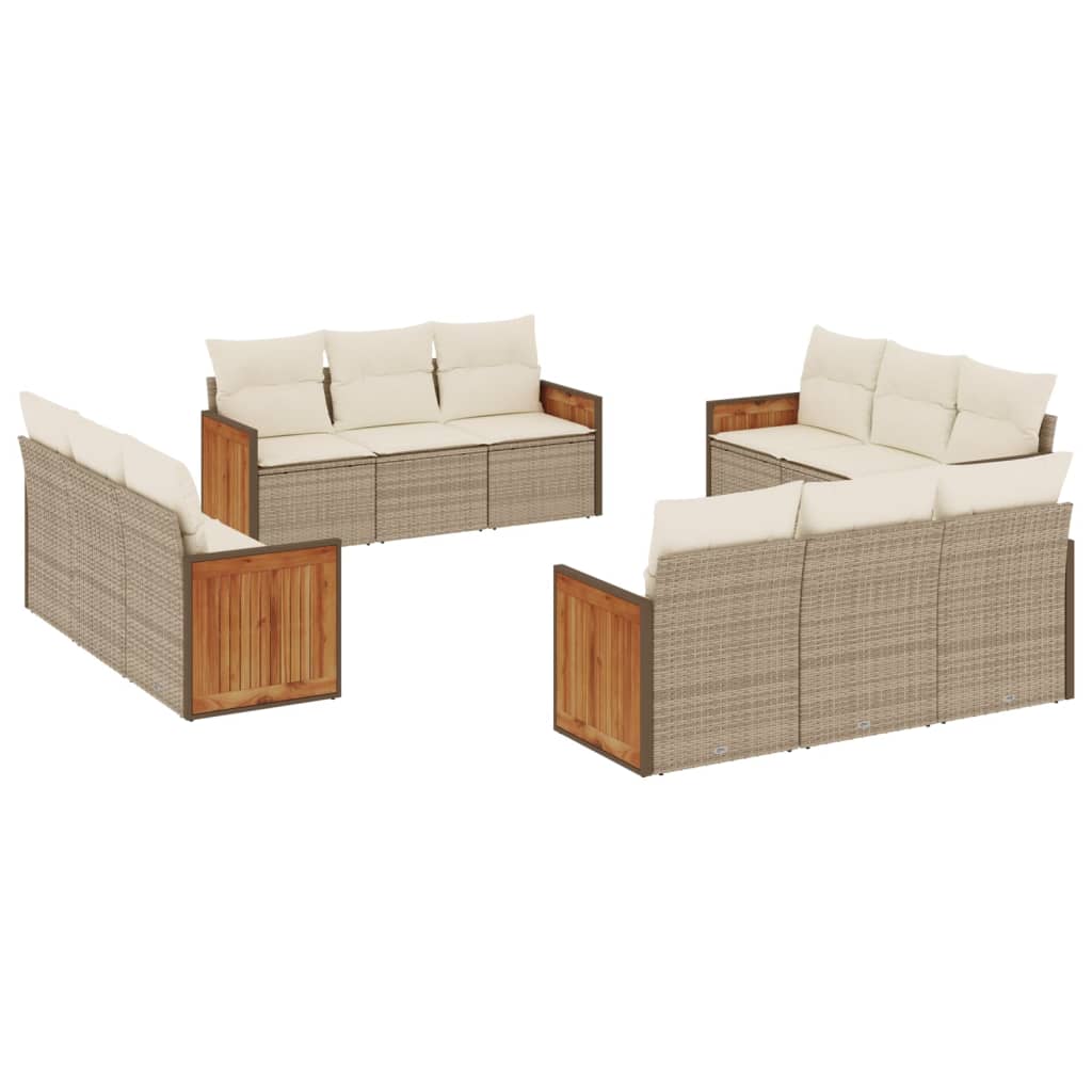 sofasæt til haven 12 dele med hynder polyrattan beige