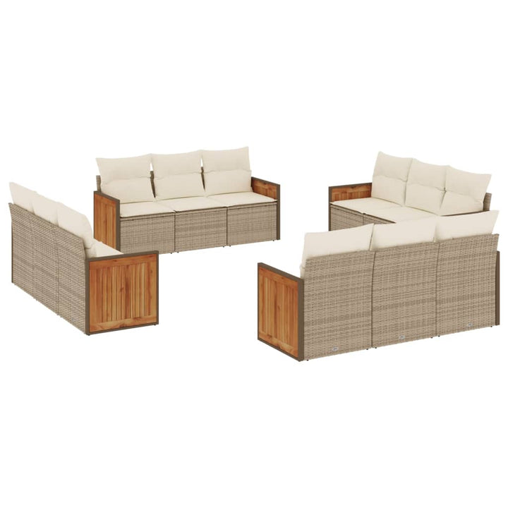 sofasæt til haven 12 dele med hynder polyrattan beige